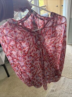 Dear Frances Red and Pink Abstract Print Blouse